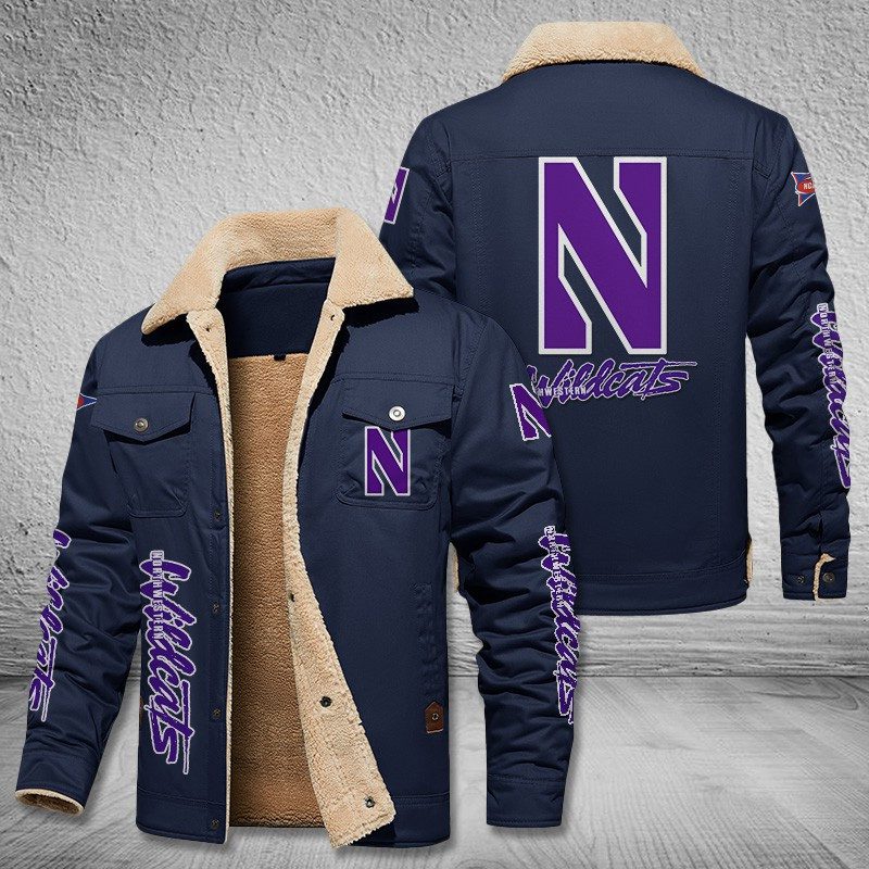 Northwestern-Wildcats-Football-Fleece-Cargo-Jacket-Winter-Jacket-FCJ1997-4