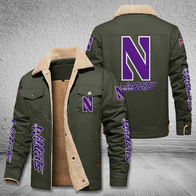 Northwestern-Wildcats-Football-Fleece-Cargo-Jacket-Winter-Jacket-FCJ1997-5