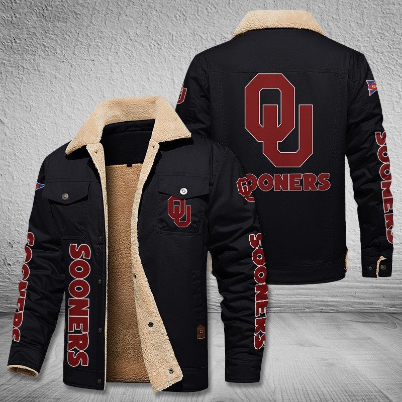 Oklahoma-Sooners-Fleece-Cargo-Jacket-Winter-Jacket-FCJ1989 Oklahoma Sooners Fleece Cargo Jacket Winter Jacket FCJ1989