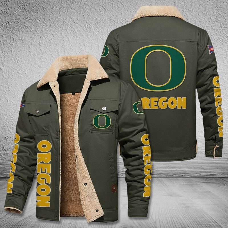 Oregon-Ducks-Fleece-Cargo-Jacket-Winter-Jacket-FCJ2001 Oregon Ducks Fleece Cargo Jacket Winter Jacket FCJ2001