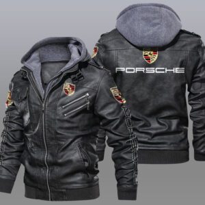 Porsche Black Brown Leather Jacket LIZ049