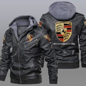 Porsche Black Brown Leather Jacket LIZ062