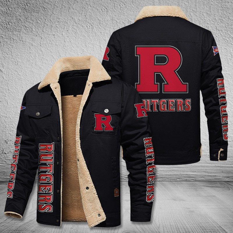 Rutgers-Scarlet-Knights-Fleece-Cargo-Jacket-Winter-Jacket-FCJ1986 Rutgers Scarlet Knights Fleece Cargo Jacket Winter Jacket FCJ1986
