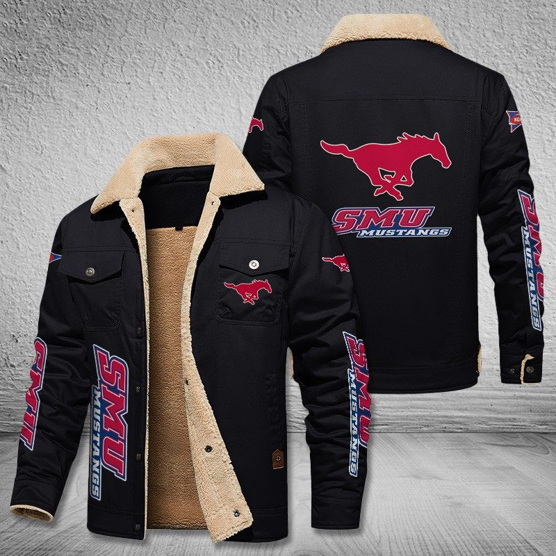 Smu-Mustangs-Fleece-Cargo-Jacket-Winter-Jacket-FCJ1990 Smu Mustangs Fleece Cargo Jacket Winter Jacket FCJ1990