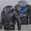 St. Louis Blues Black Brown Leather Jacket LIZ161