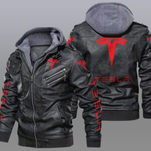 Tesla Black Brown Leather Jacket LIZ024