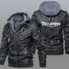 Triumph Black Brown Leather Jacket LIZ058
