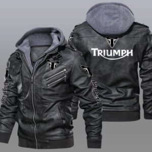 Triumph Black Brown Leather Jacket LIZ058