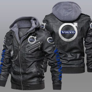 Volvo Black Brown Leather Jacket LIZ054