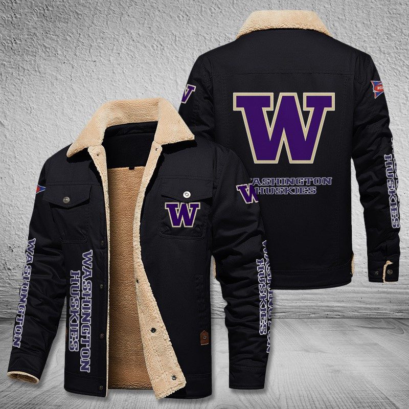 Washington-Huskies-Fleece-Cargo-Jacket-Winter-Jacket-FCJ2015 Washington Huskies Fleece Cargo Jacket Winter Jacket FCJ2015