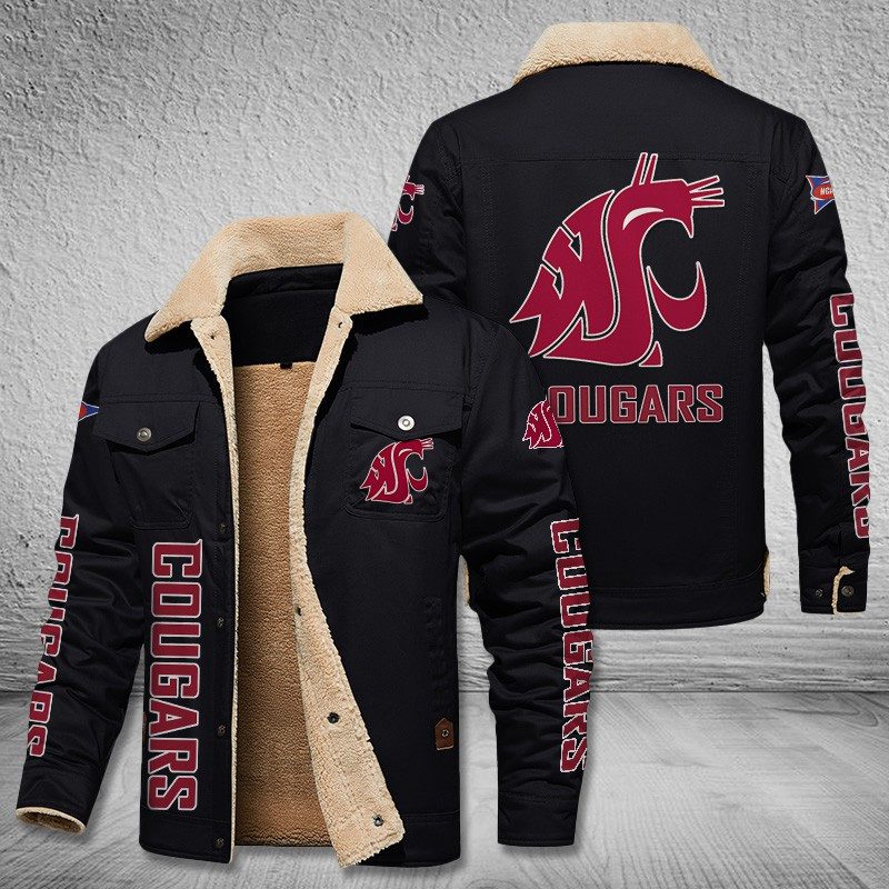 Washington-State-Cougars-Fleece-Cargo-Jacket-Winter-Jacket-FCJ2005 Washington State Cougars Fleece Cargo Jacket Winter Jacket FCJ2005