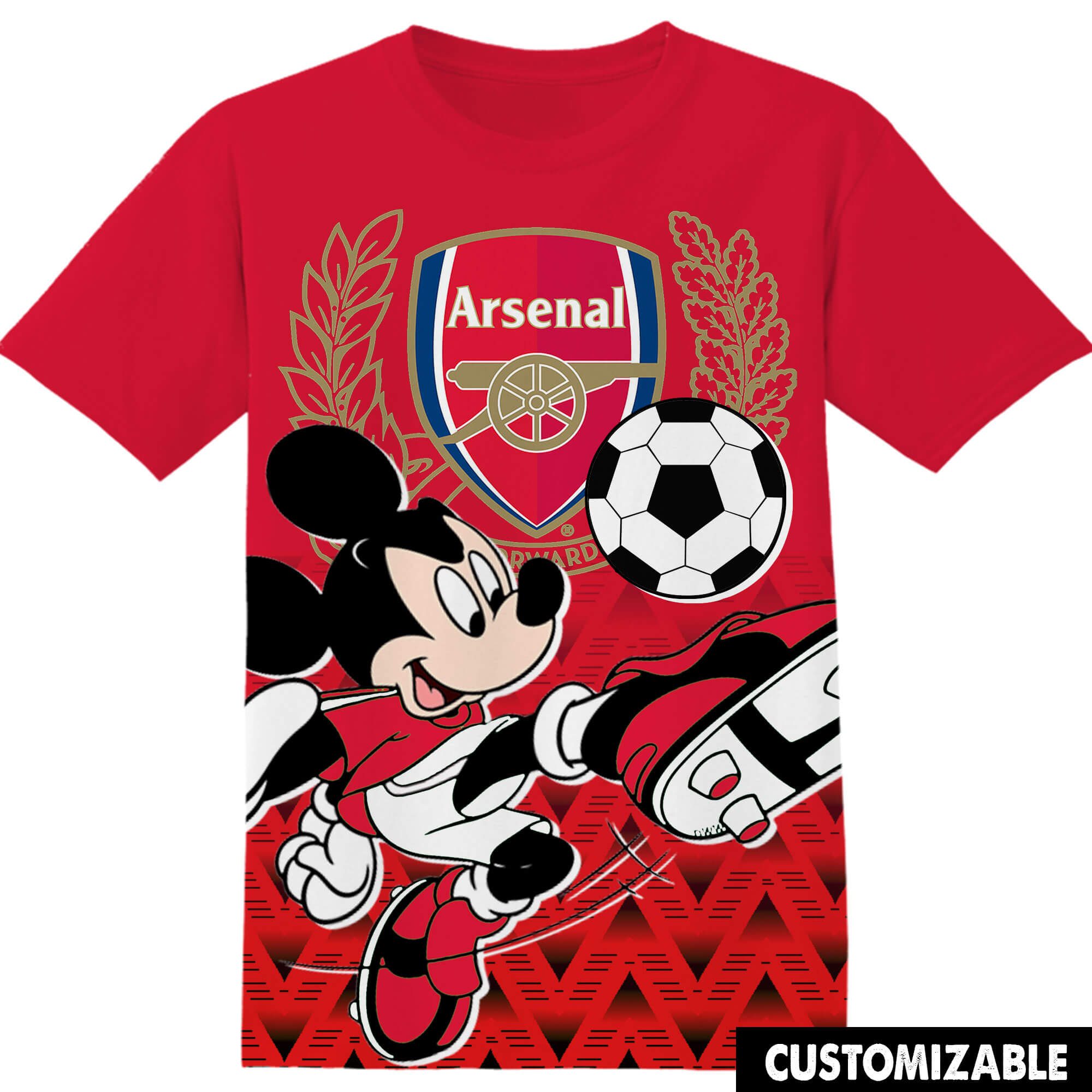 Football-Arsenal-Disney-Mickey-Unisex-3D-T-Shirt Football Arsenal Disney Mickey Unisex 3D T-Shirt