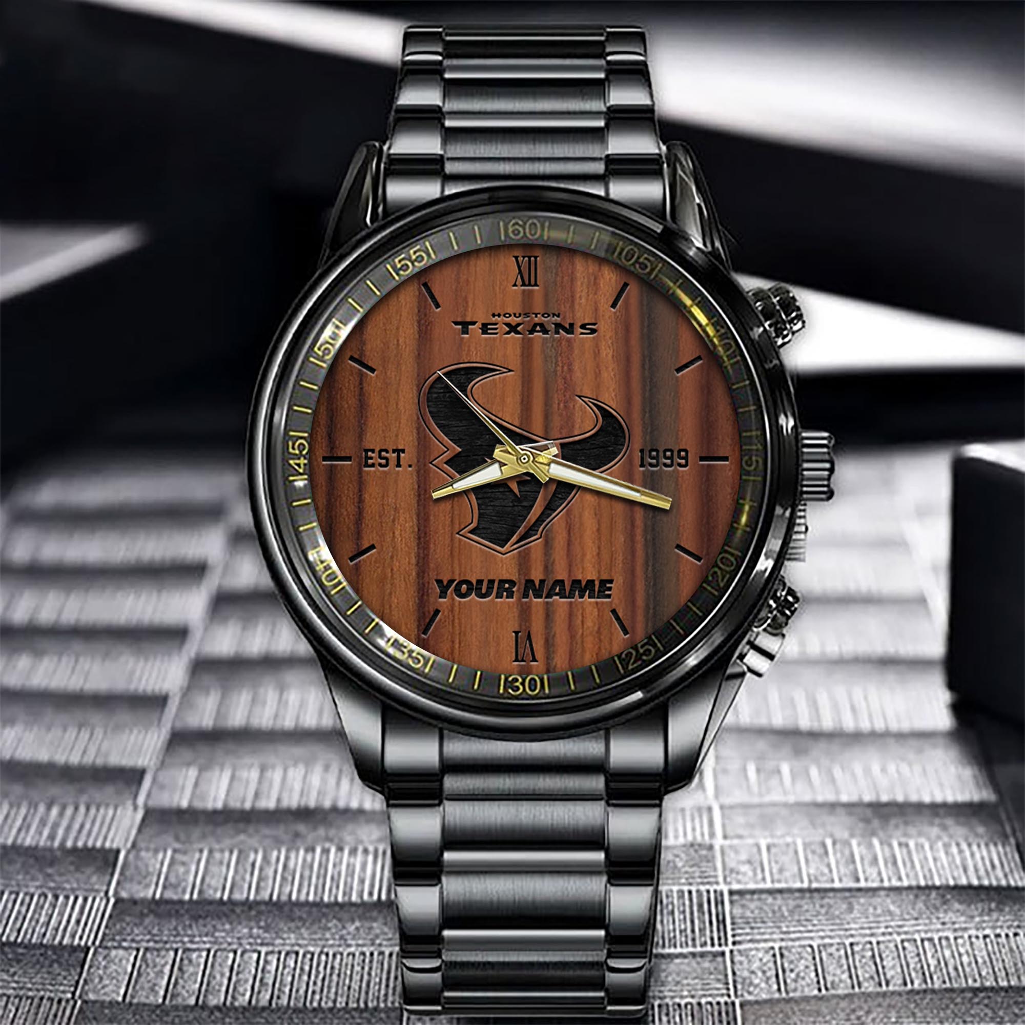 Houston-Texans-NFL-Black-Fashion-Sport-Watch-Custom-Name-BW1539-1