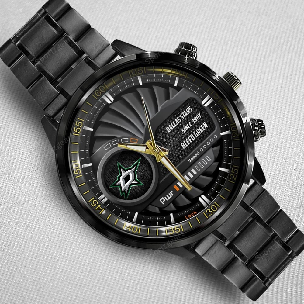 Dallas-Stars-NHL-Power-Personalized-Black-Stainless-Steel-Watch-BW1834-1