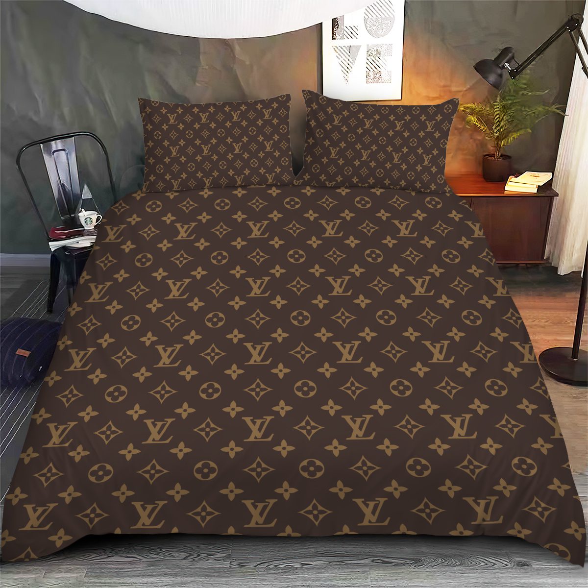 LV-Monogram-Luxury-Bedding-Set-Bedroom-Decor-BSL1022 LV Monogram Luxury Bedding Set Bedroom Decor BSL1022