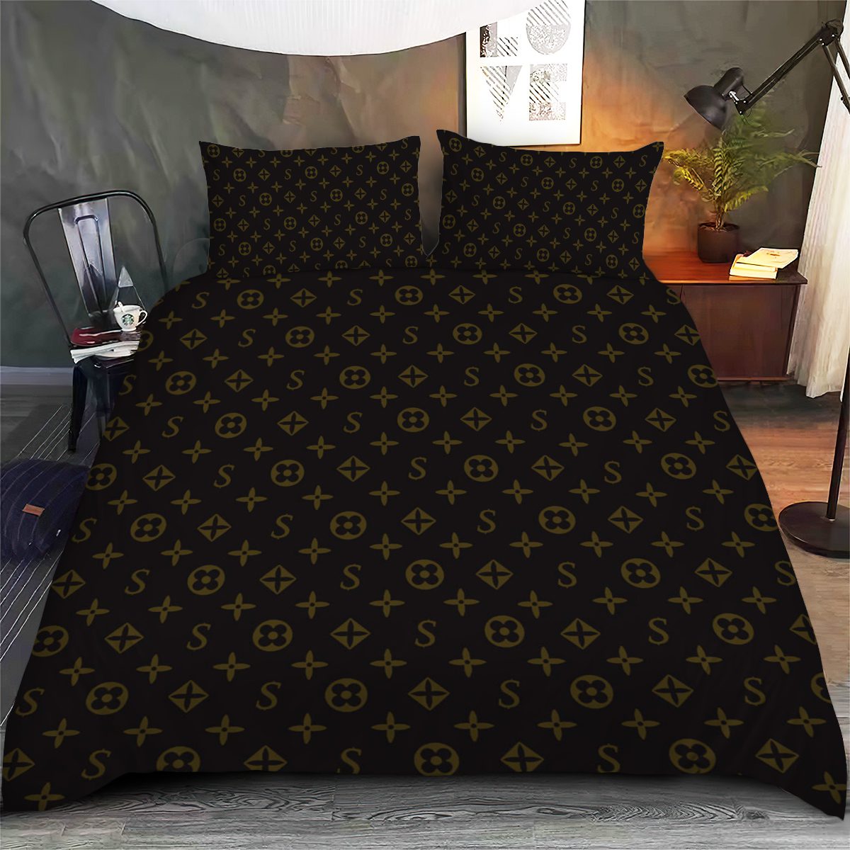 LV-Monogram-Luxury-Bedding-Set-Bedroom-Decor-BSL1023 LV Monogram Luxury Bedding Set Bedroom Decor BSL1023