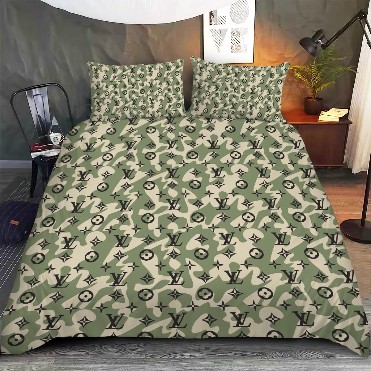 LV-Monogram-Military-Luxury-Bedding-Set-Bedroom-Decor-BSL1040 LV Monogram Military Luxury Bedding Set Bedroom Decor BSL1040