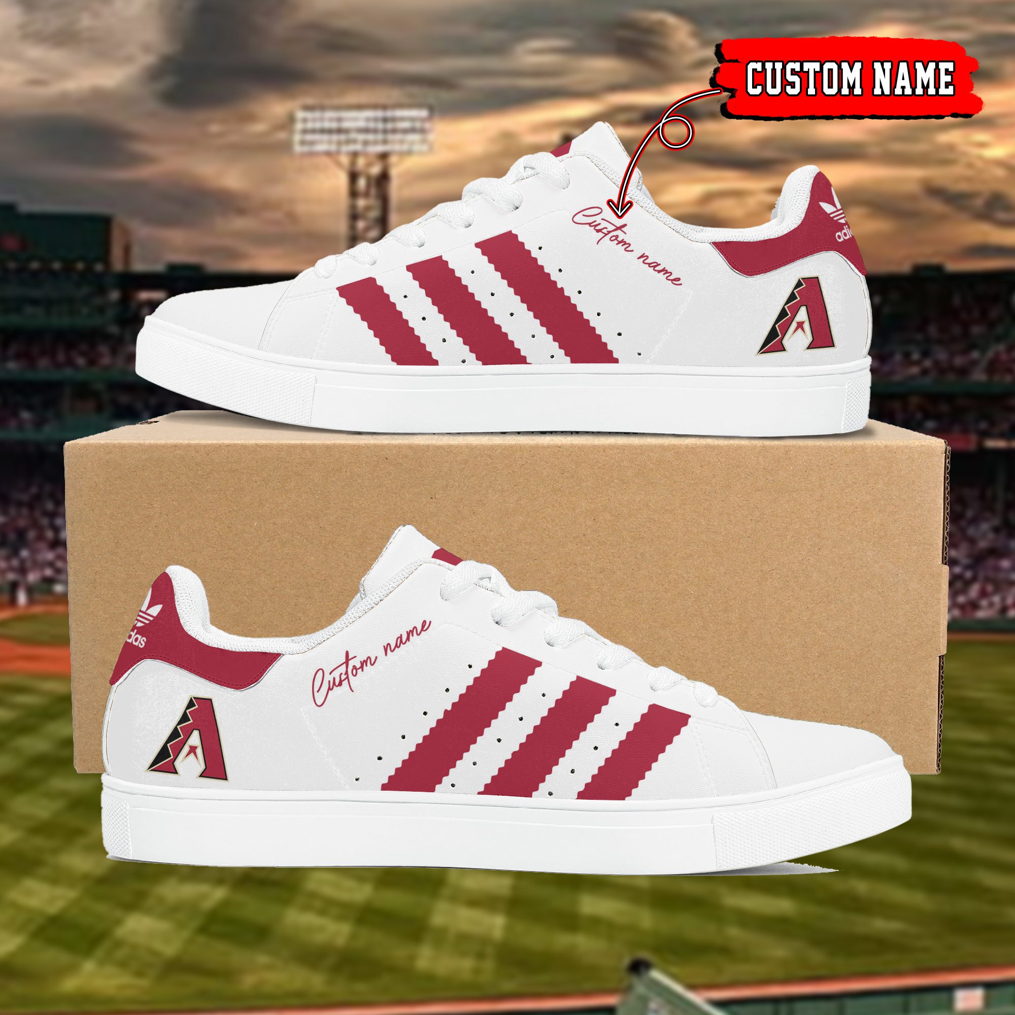 Arizona-Diamondbacks-Custom-Name-MLB-Stan-Smith-Skate-Shoes Arizona Diamondbacks Custom Name MLB Stan Smith Skate Shoes