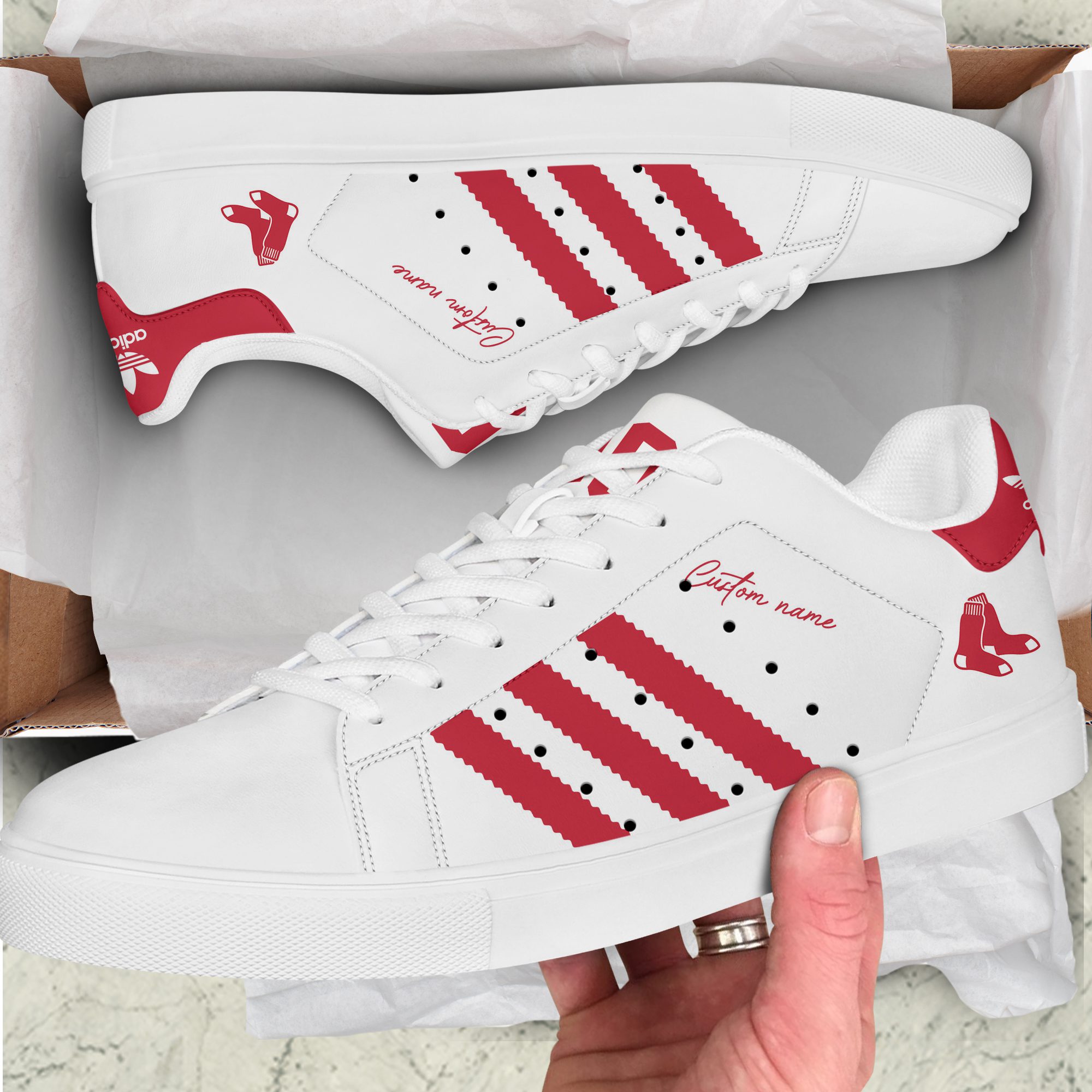 Boston-Red-Sox-Custom-Name-MLB-Stan-Smith-Skate-Shoes-1