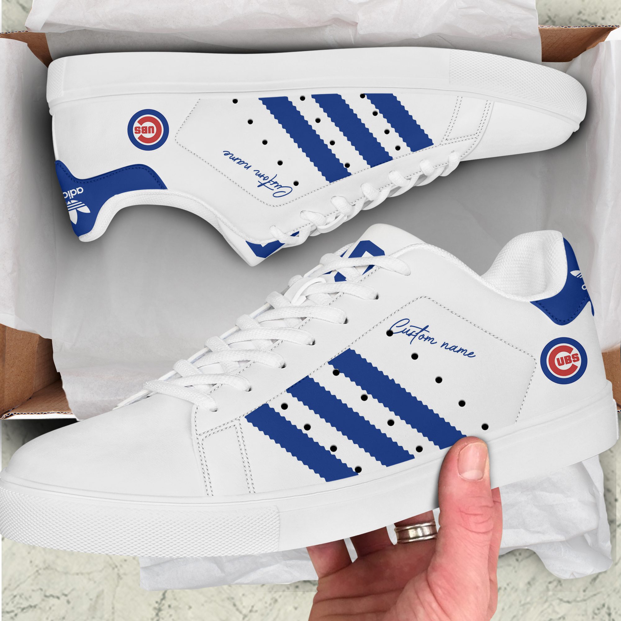 Chicago-Cubs-Custom-Name-MLB-Stan-Smith-Skate-Shoes-1