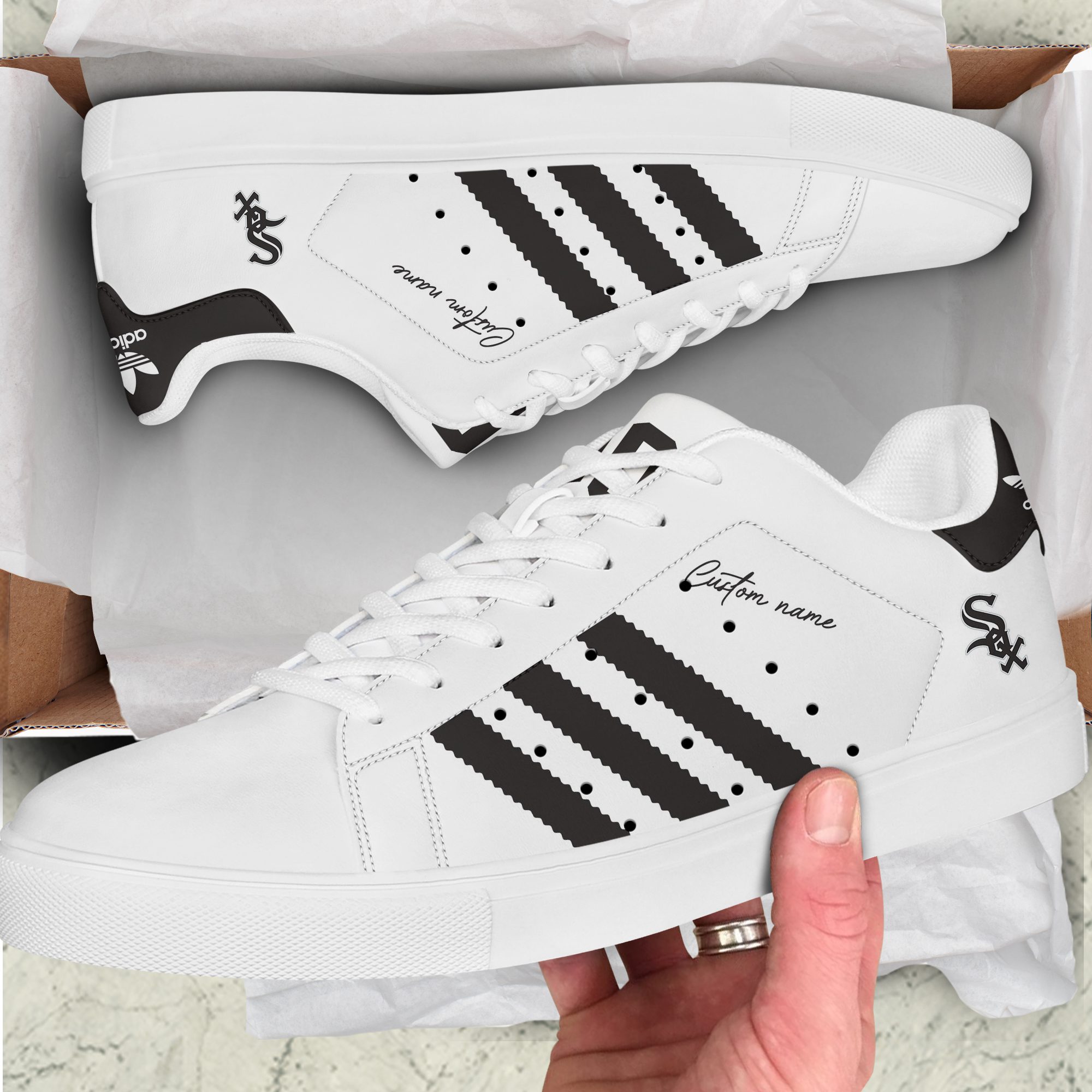 Chicago-White-Sox-Custom-Name-MLB-Stan-Smith-Skate-Shoes-1