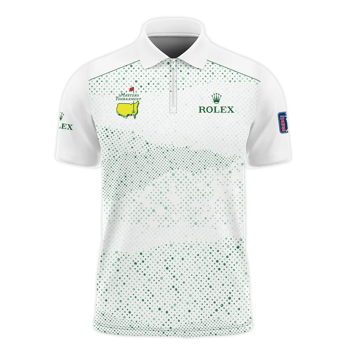Golf Stye Classic White Mix Green Masters Tournament Rolex Zipper Polo Shirt  ZPL1531