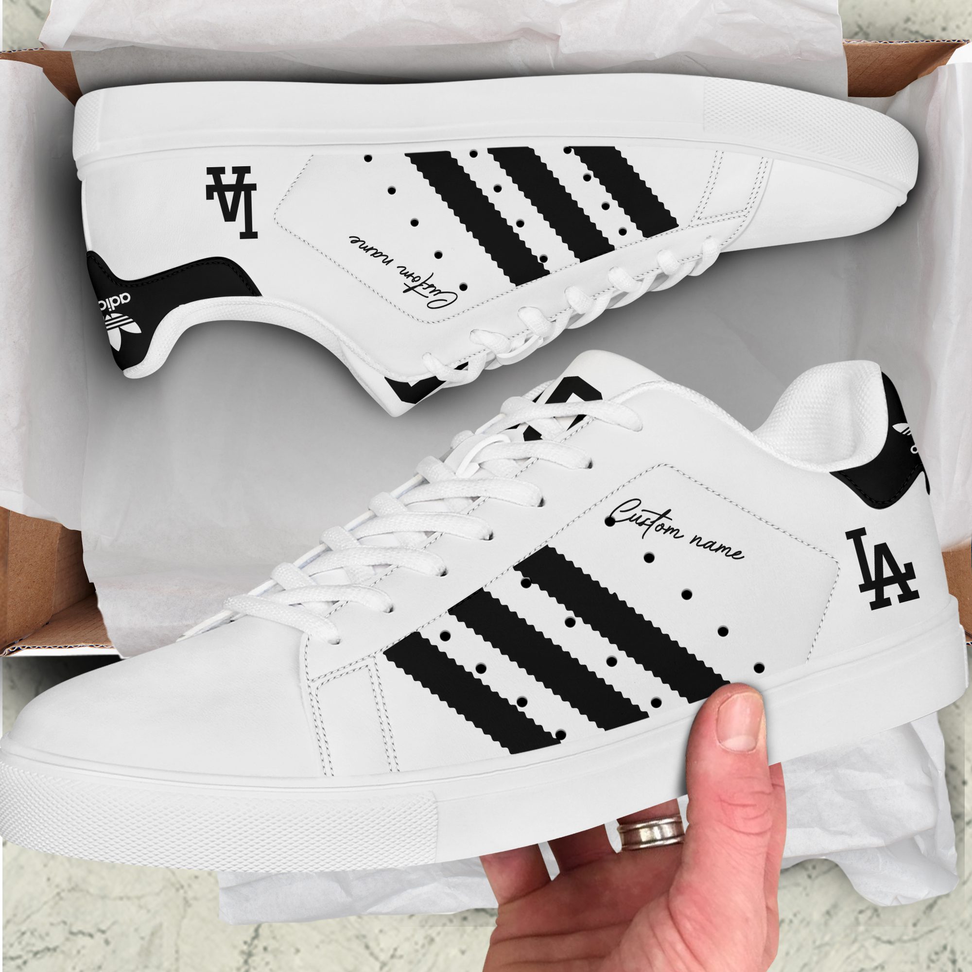 Los-Angeles-Dodgers-Custom-Name-MLB-Stan-Smith-Skate-Shoes-1