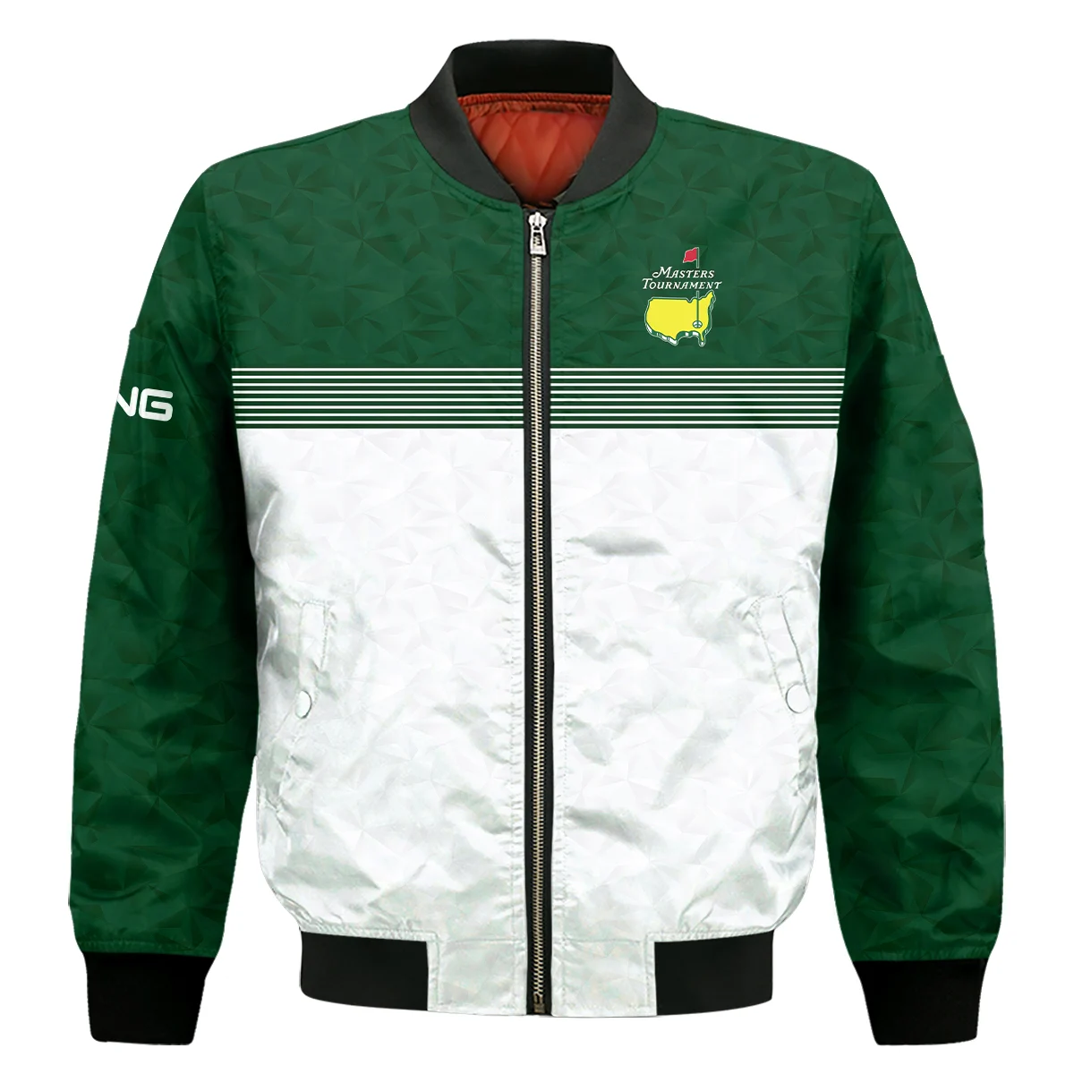 Masters Tournament Ping Bomber Jacket White Pattern White Geometric Abstract Polygon Shape Bomber Jacket GBJ1364
