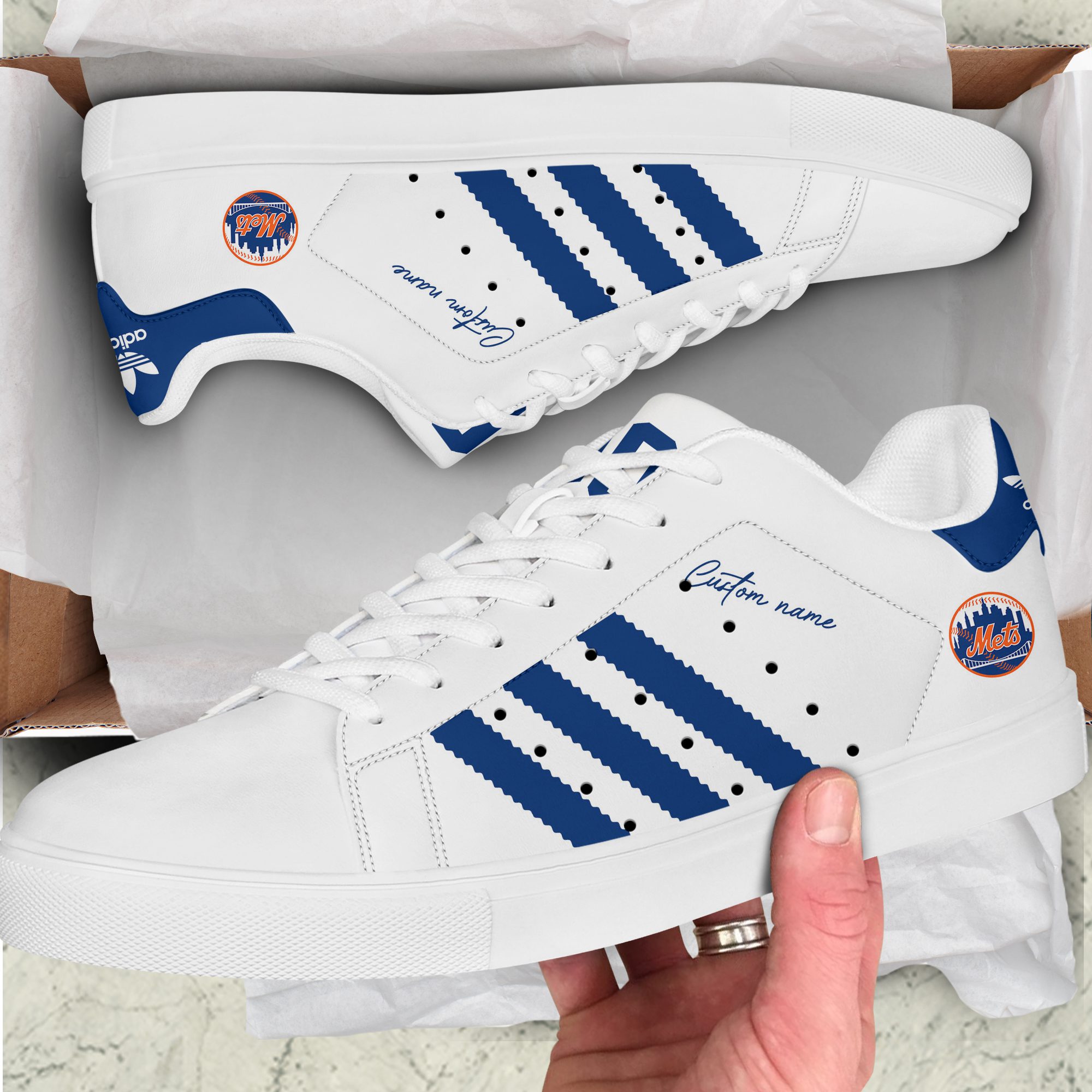 New-York-Mets-Custom-Name-MLB-Stan-Smith-Skate-Shoes-1