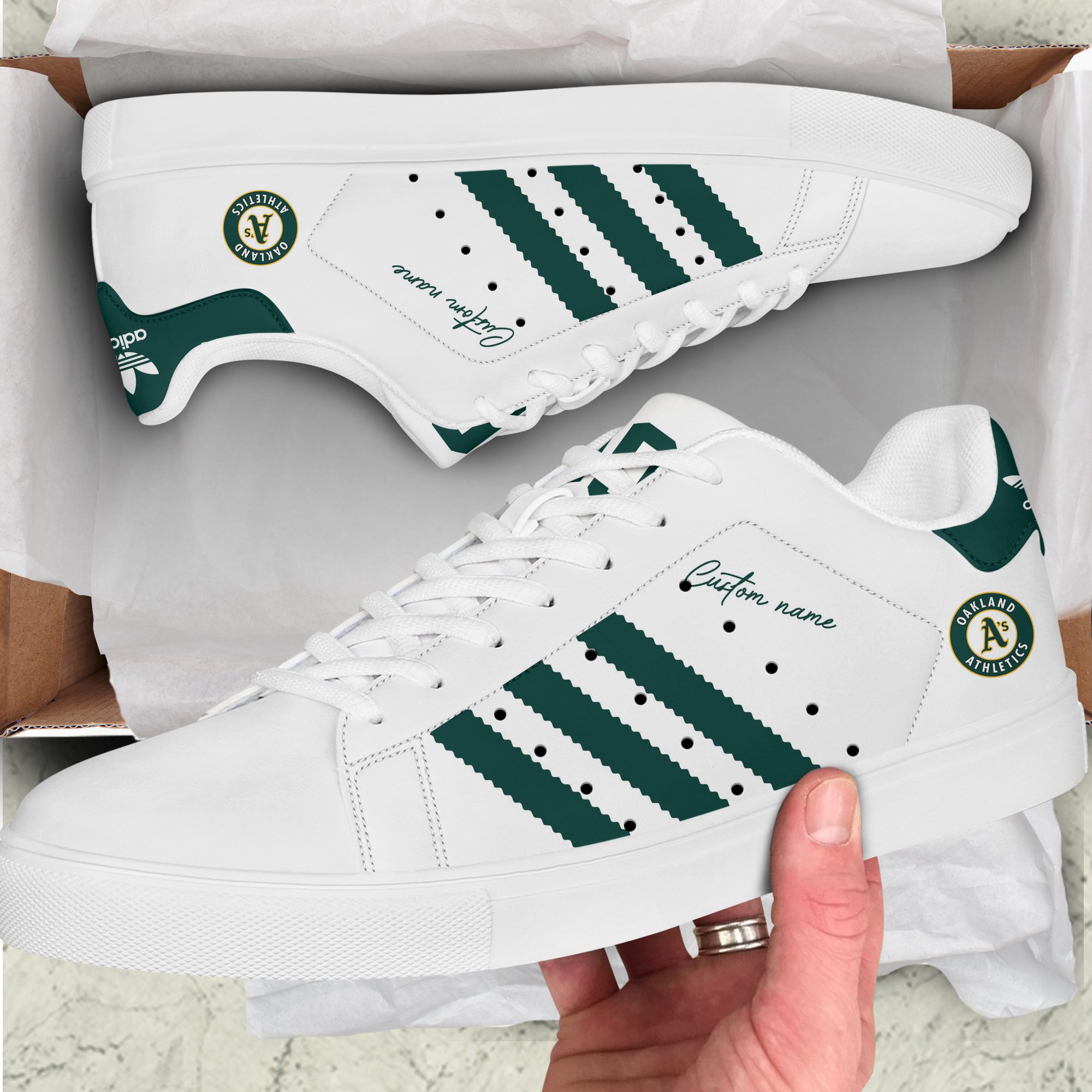 Oakland-Athletics-Custom-Name-MLB-Stan-Smith-Skate-Shoes-1