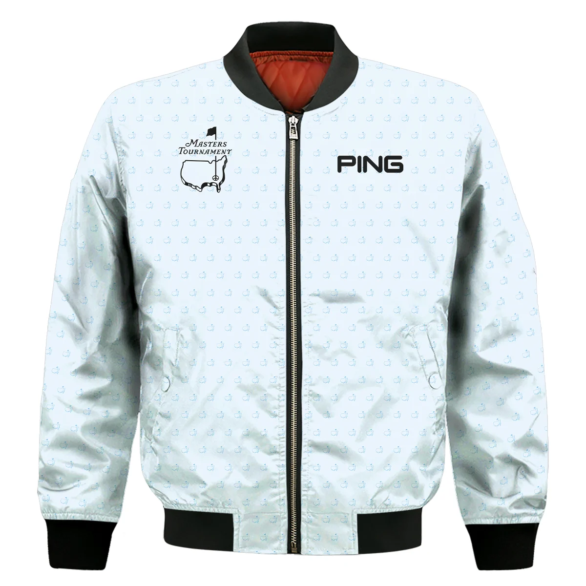Pattern Masters Tournament Ping Bomber Jacket White Light Blue Color Pattern Logo Bomber Jacket GBJ1361
