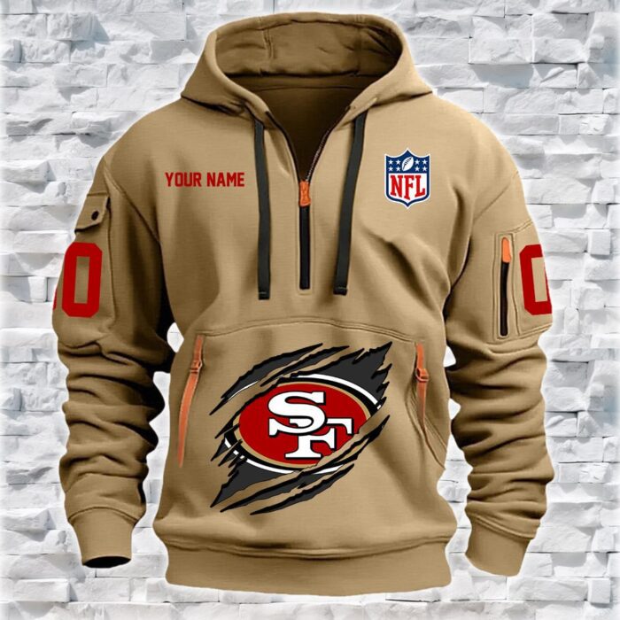 San Francisco 49ers NFL Personalized Quarter Zip Hoodie For Fan QZH1080