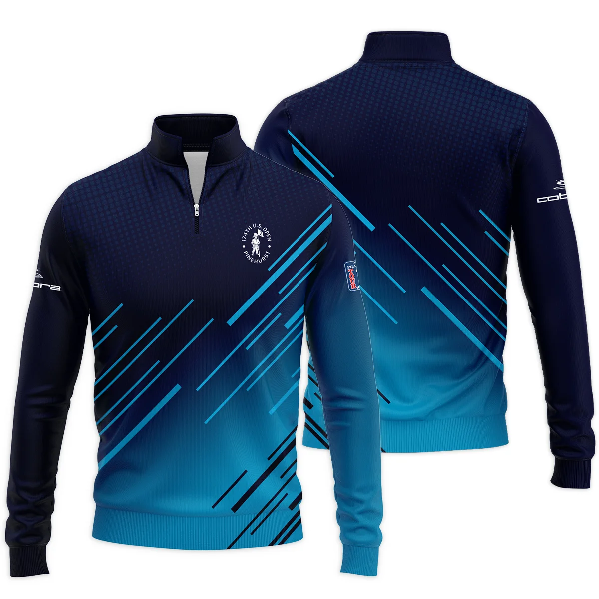 124th U.S. Open Pinehurst Cobra Golf Dark Blue Line Pattern Quarter-Zip Jacket Style Classic