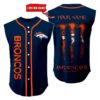 Denver Broncos Sleeveless Baseball Jersey Tank Top Custom Name BBTJ1042
