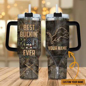 Detroit Lions NFL Best Bucking Dad Personalized Stanley Tumbler 40Oz