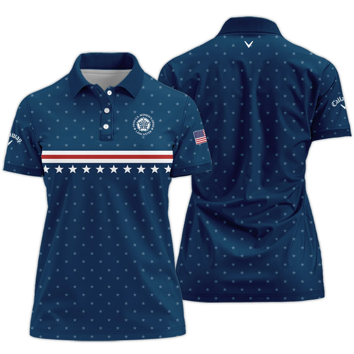 Golf Navy Blue Star American Callaway 79th U.S. Women's Open Lancaster Short Polo Shirt