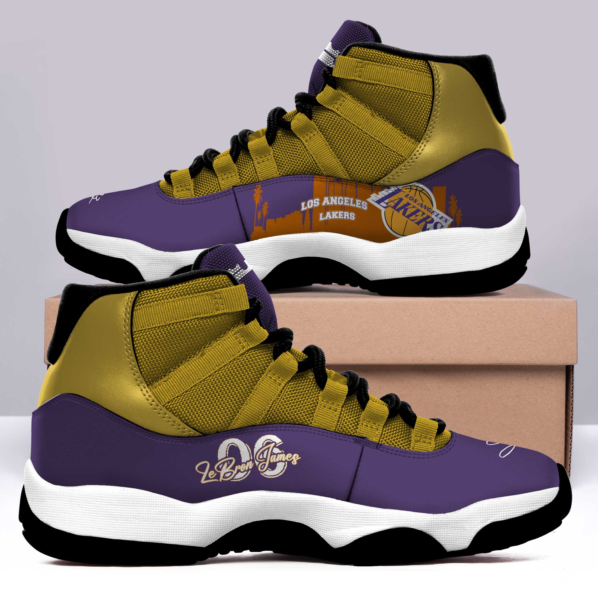LeBron James King Of Los Angeles Lakers Shoes JD11 Nike Sneakers High Top Shoes LeBron James King Of Los Angeles Lakers Shoes JD11 Nike Sneakers High Top Shoes