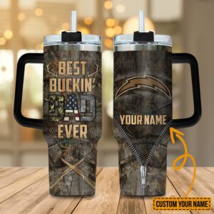 Los Angeles Chargers NFL Best Bucking Dad Personalized Stanley Tumbler 40Oz