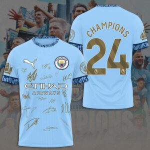 Manchester City Champions 4 In Row Premier League 2024 Unisex T-Shirt TSM1003