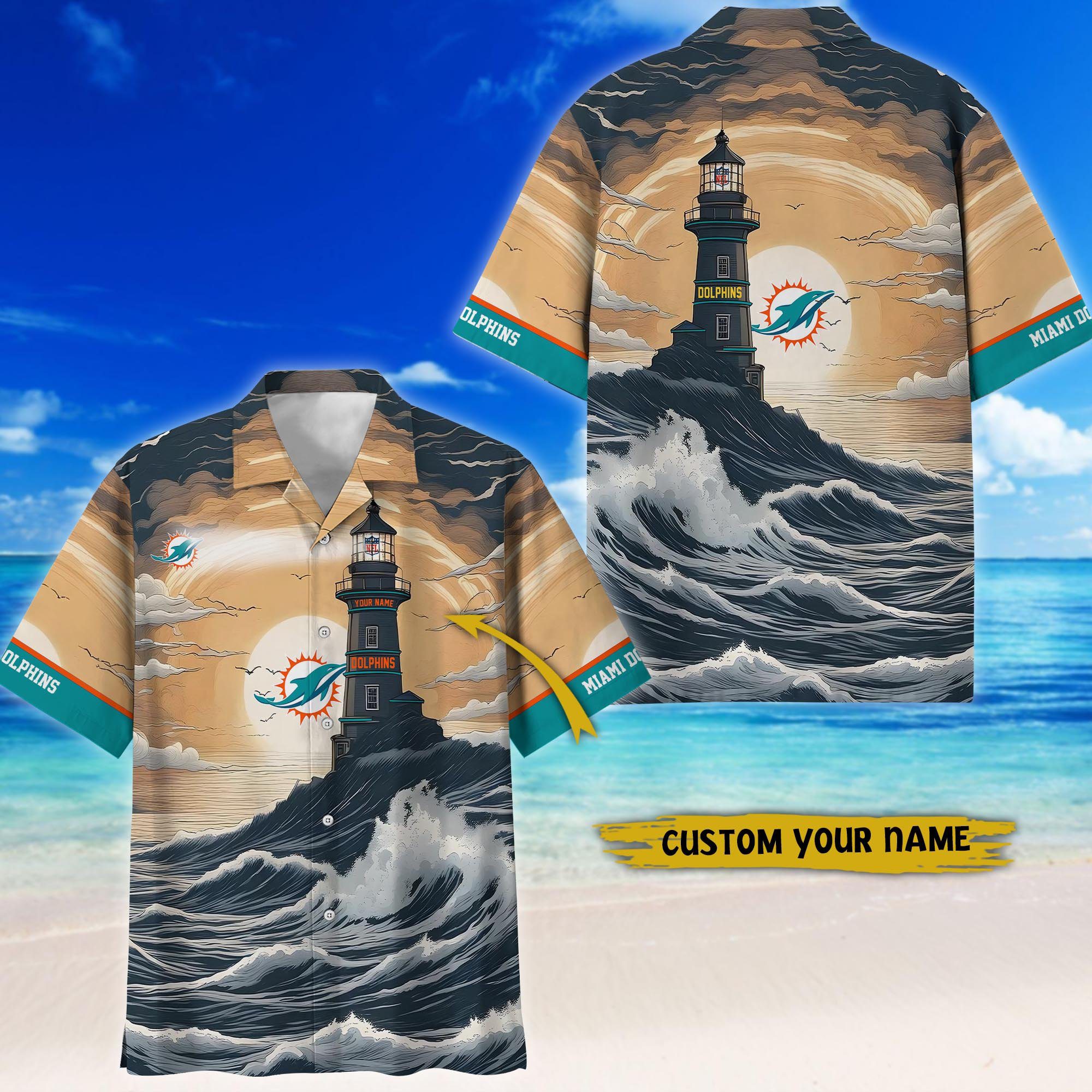 Miami-Dolphins-NFL-Hawaiian-Shirt-Summer-Shirt-Custom-Your-Name-HSW1236 Miami Dolphins NFL Hawaiian Shirt Summer Shirt Custom Your Name HSW1236