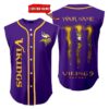 Minnesota Vikings Sleeveless Baseball Jersey Tank Top Custom Name BBTJ1050