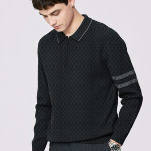 Premium 2024 Luxury LV Zip Polo Sweatshirt (Black) Collar Sweatshirt CPLS1014