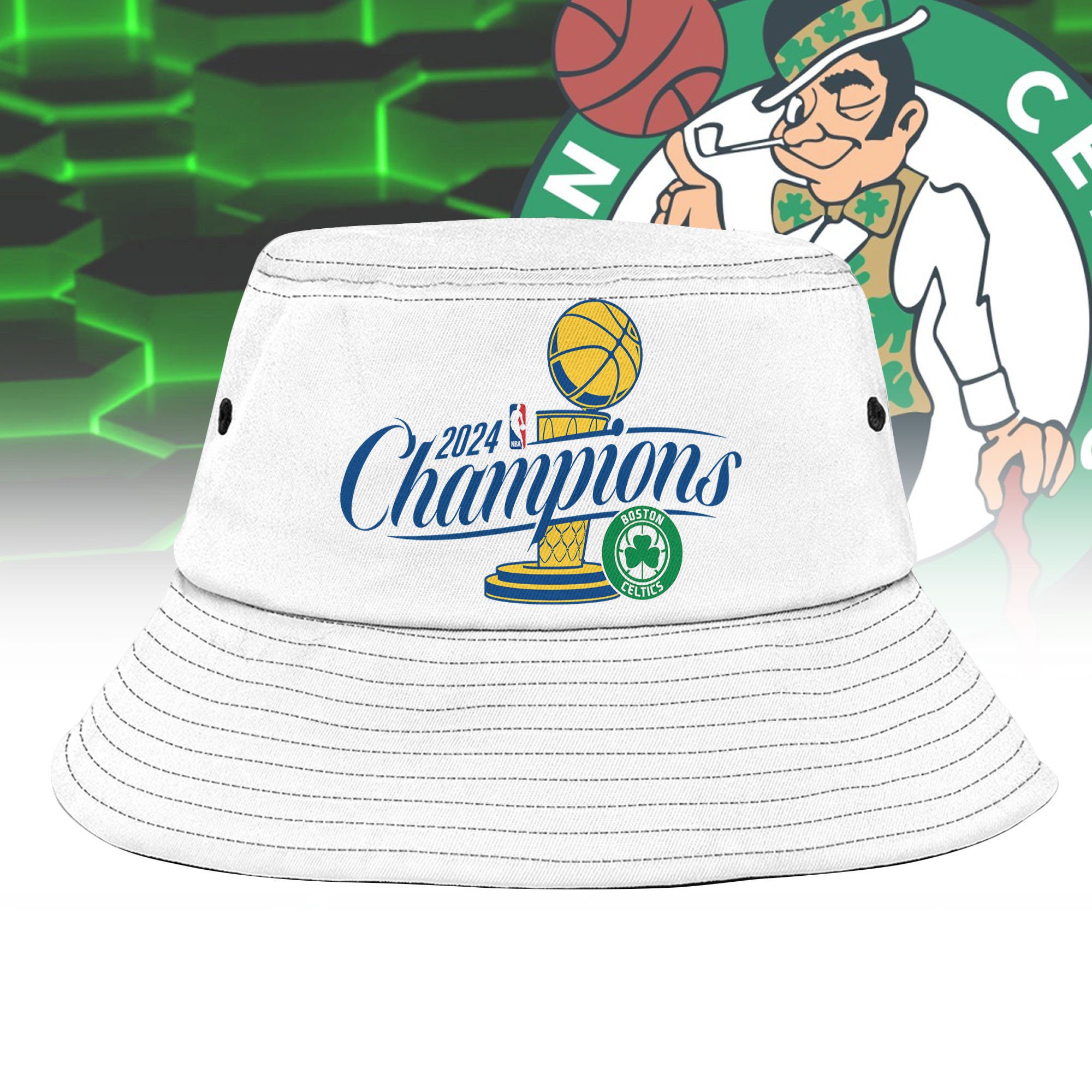 Boston-Celtics-Champions-2024-Bucket-Hat-WBC1007 Boston Celtics Champions 2024 Bucket Hat WBC1007