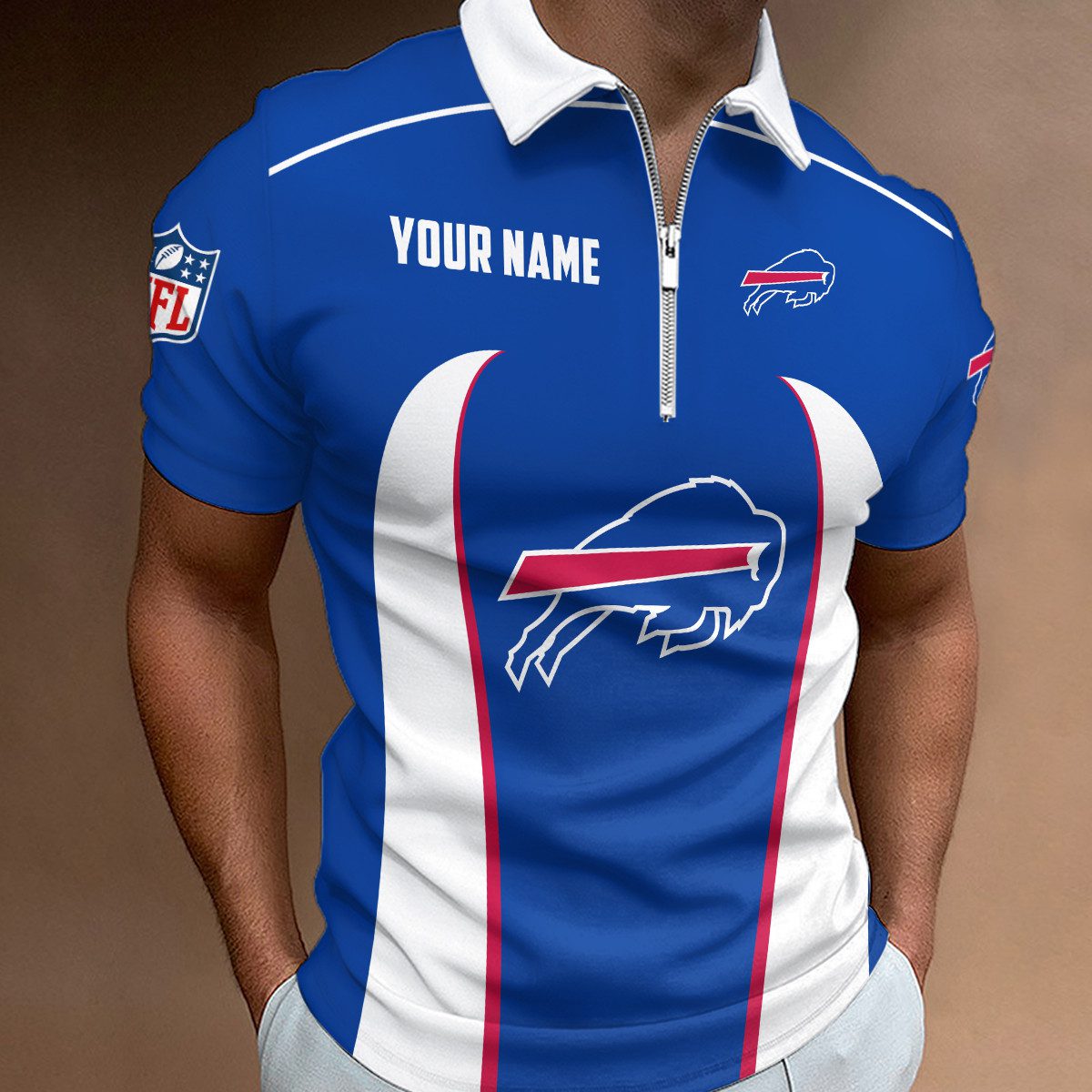 Buffalo-Bills-Zipper-Polo-Shirt Buffalo Bills Zipper Polo Shirt
