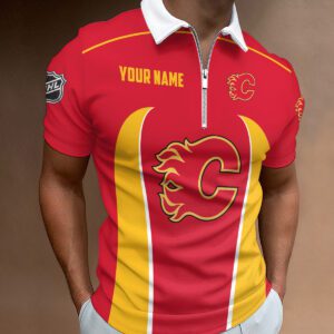 Calgary Flames Zipper Polo Shirt