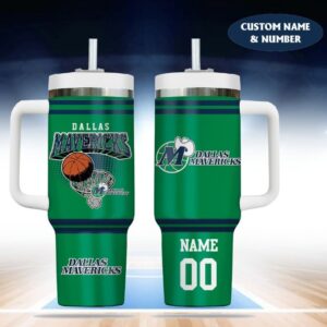 Dallas Mavericks NBA Logo Pattern Custom Name Custom Number Print Stanley Tumbler 40OZ