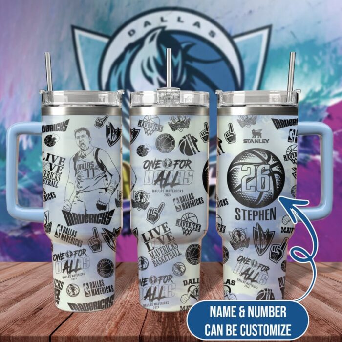 Dallas Mavericks NBA Mavericks Pattern Custom Name Custom Number Print Stanley Tumbler 40OZ