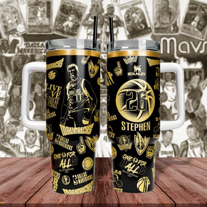 Dallas-Mavericks-NBA-Mavericks-Pattern-Custom-Name-Custom-Number-Print-Stanley-Tumbler-40OZ Dallas Mavericks NBA Mavericks Pattern Custom Name Custom Number Print Stanley Tumbler 40OZ