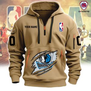 Dallas Mavericks NBA New Product Custom Name Custom Number Quarter Zip Hoodie