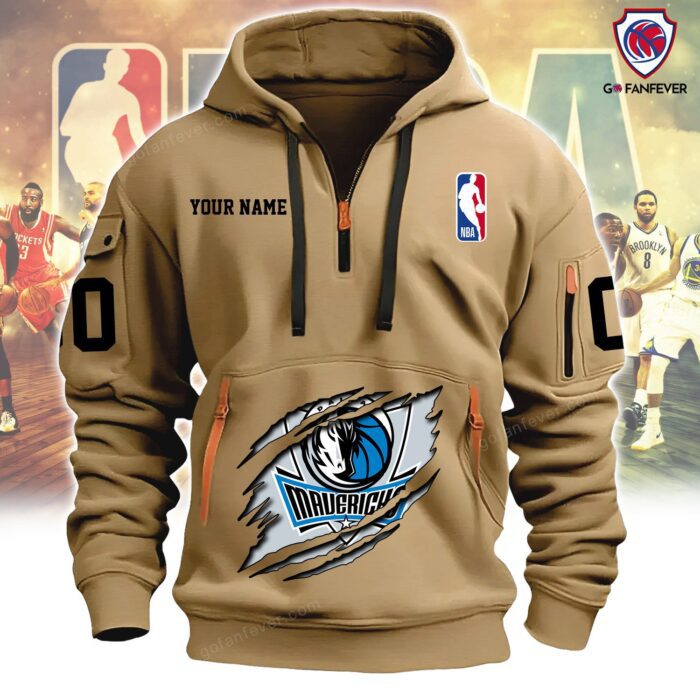 Dallas Mavericks NBA New Product Custom Name Custom Number Quarter Zip Hoodie